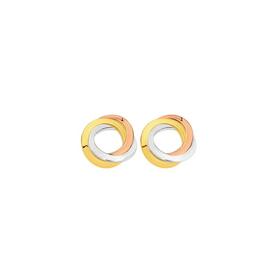 9ct+Gold+Tri+Tone+Open+Knot+Stud+Earrings