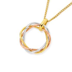 9ct-Gold-Tri-Tone-Plaited-Circle-Pendant on sale