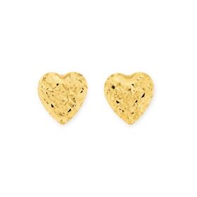 9ct+Gold+Heart+Stud+Earrings