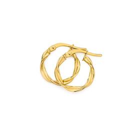 9ct+Gold+2x10mm+Entwined+Twist+Hoop+Earrings