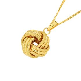 9ct-Gold-Triple-Plain-Patterned-Knot-Pendant on sale