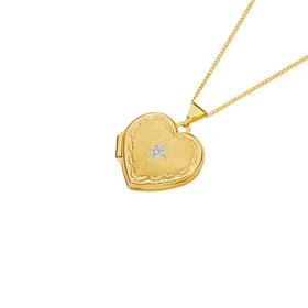 9ct-Gold-18mm-Diamond-Centre-Border-Heart-Locket on sale