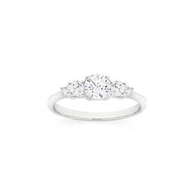 Sterling+Silver+Graduated+Five+Cubic+Zirconia+Ring