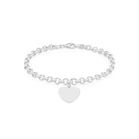 Silver-19cm-Belcher-With-Heart-Disc-Bracelet on sale