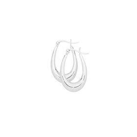 Silver-Polished-Oval-Creole-Earrings on sale