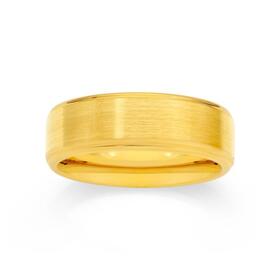 M%2BY+Tungsten+Carbide+Yellow+Gold+Plate+Edge+Gents+Ring