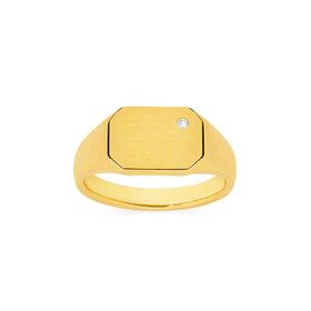 9ct-Gold-Diamond-Corner-Signet-Ring on sale