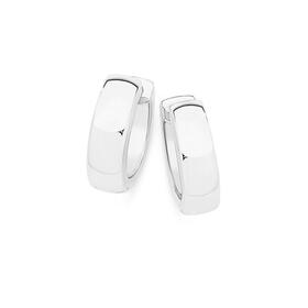 Silver-45x15mm-Solid-Round-Edge-Huggie-Earrings on sale