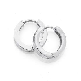 Sterling+Silver+10mm+Square+Edge+Diamond-Cut+Huggie+Earrings