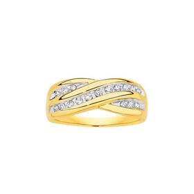 9ct+Gold+Diamond+Crossover+Ring