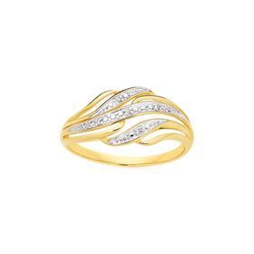 9ct+Gold+Diamond+Multi+Swirl+Ring