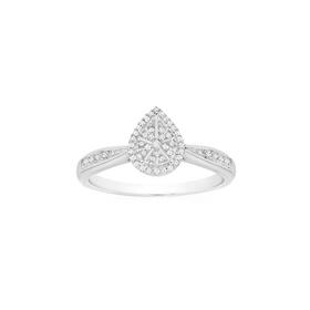9ct-White-Gold-Diamond-Pear-Shape-Cluster-Ring on sale