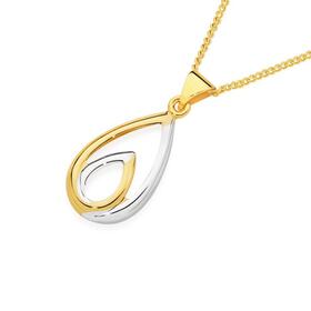 9ct+Gold+Two+Tone+Double+Open+Teardrop+Pendant