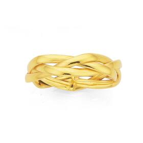 9ct+Gold+Hollow+Loose+Plait+Dress+Ring