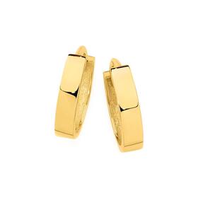 9ct+Gold+10mm+Polished+Huggie+Earrings