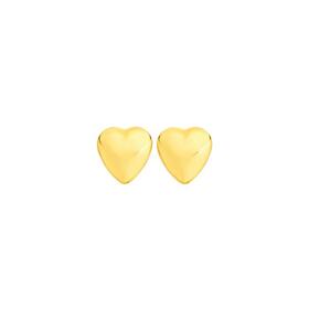 9ct+Gold+6mm+Heart+Stud+Earrings