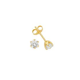 9ct+Gold+Cubic+Zirconia+6+Claw+Basic+Stud+Earrings