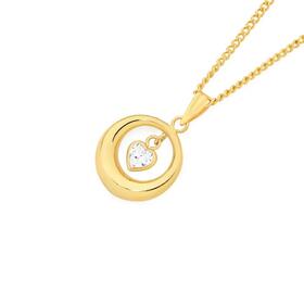 9ct-Gold-Cubic-Zirconia-Open-Circle-Pendant on sale