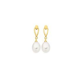 9ct-Gold-Cultured-Fresh-Water-Pearl-Open-Tear-Drop-Stud-Earrings on sale
