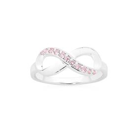 Sterling+Silver+Pink+Cubic+Zirconia+Infinity+Ring