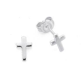 Sterling+Silver+Plain+Cross+Stud+Earrings