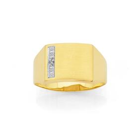 9ct+Gold+Two+Tone+Diamond-Set+Gents+Ring