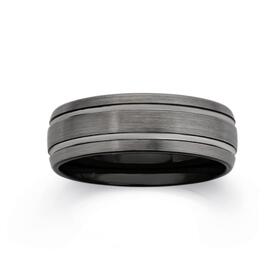 Tungsten+Carbide+Matte+with+Double+Lines+Gents+Ring