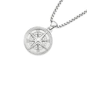 Stainless-Steel-Round-Compass-Gents-Pendant on sale