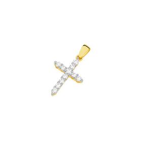 Alora+10ct+Gold+1%2F4+Carat+TW+Lab+Grown+Diamond+Cross+Pendant