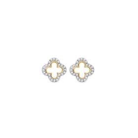 9ct-Gold-Diamond-Clover-Stud-Earrings on sale