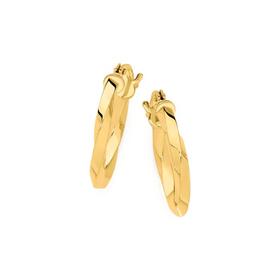 9ct+Gold+10mm+Squared+Twist+Hoop+Earrings