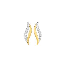 9ct-Gold-Diamond-Open-Wavy-Stud-Earrings on sale