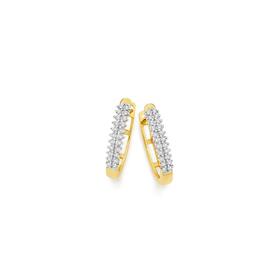 9ct+Gold+Diamond+Pave+Huggie+Earrings