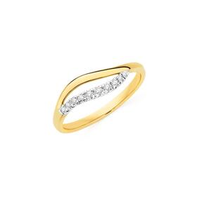 9ct+Gold+Diamond+Open+Wavy+Ring