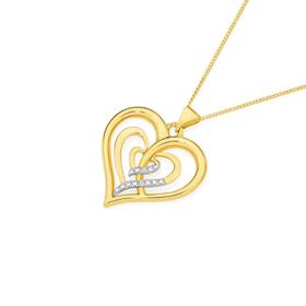 9ct+Gold+Diamond+Triple+Heart+Pendant