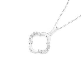 Sterling-Silver-Cubic-Zirconia-Clover-Pendant on sale