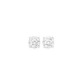 Sterling+Silver+5mm+Classic+4+Claw+Cubic+Zirconia+Studs