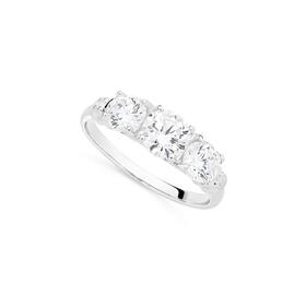 Sterling+Silver+Three+Stone+Cubic+Zirconia+%26amp%3B+Shoulder+Ring