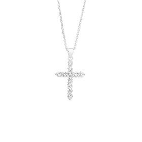 Silver+15x25mm+Claw+CZ+Cross+Pendant