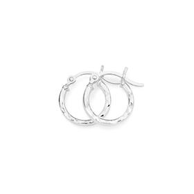 Silver+2x14mm+Dia-cut+Hoop+Earrings