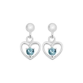 Sterling+Silver+Childs+Blue+Cubic+Zirconia+Heart+Drop+Earrings