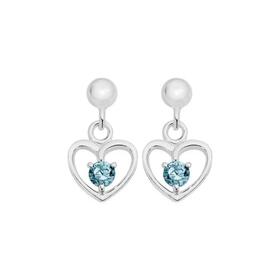 Sterling-Silver-Childs-Blue-Cubic-Zirconia-Heart-Drop-Earrings on sale
