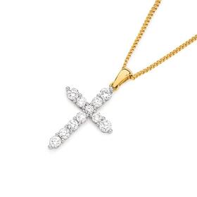 Alora+10ct+Gold+1+Carat+TW+Lab+Grown+Diamond+Cross+Pendant