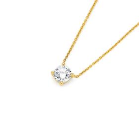 Alora+10ct+Gold+3%2F4+Carat+Lab+Grown+Diamond+Solitaire+Necklet