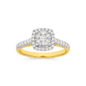 9ct-Gold-Diamond-Cushion-Shape-Ring on sale