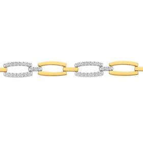 9ct+Gold+Diamond+Rectangle+Link+Bracelet