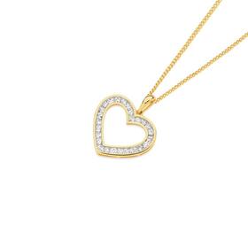 9ct+Gold+Diamond+Open+Heart+Pendant