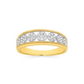9ct-Gold-Diamond-7-Cluster-Band on sale