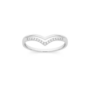 9ct+White+Gold+Diamond+Double+V+Shape+Ring