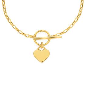 9ct+Gold+45cm+Heart+Tag+FOB+Belcher+Necklet